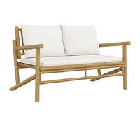 vidaXL Banc de jardin avec coussins blanc crème bambou 363460