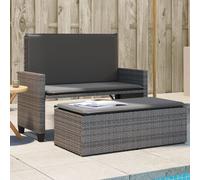 Vidaxl Banc De Jardin Avec Coussins Et Repose-Pied Gris Résine Tressée