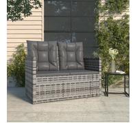 Banc de jardin avec coussins Gris 105 cm Résine tressée