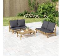vidaXL Banc de jardin 363457 en bambou avec coussins gris foncé