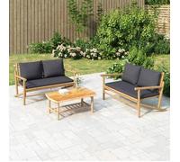 vidaXL Banc de jardin Bambou avec coussins gris foncé