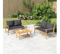 vidaXL Banc de jardin avec coussins gris foncé bambou 363464