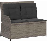 vidaXL Banc de jardin avec coussins Gris Poly Rattan