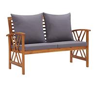 vidaXL Banc de Jardin avec Coussins Banc de Patio Banc de Terrasse Banc d'Extérieur Meuble de Jardin Arrière-Cour Parc 119 cm Bois Solide d'Acacia