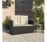 vidaXL Banc de jardin avec coussins Noir 105 cm Résine tressée 362318