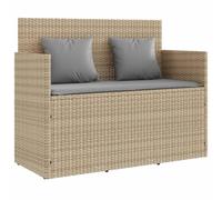 vidaXL Banc de Jardin avec Coussins, Siège de Patio, Chaise de Terrasse, Meuble de Parc Arrière-Cour Balcon Extérieur, Beige Résine Tressée
