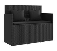 vidaXL Banc de jardin avec coussins – Siège de patio en résine tressée, Noir