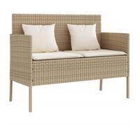 vidaXL Banc de Jardin avec Coussins, Siège de Patio, Chaise de Terrasse, Meuble de Parc Arrière-Cour Balcon Extérieur, Beige Résine Tressée