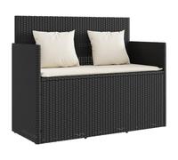 vidaXL Banc de Jardin avec Coussins, Siège de Patio, Chaise de Terrasse, Meuble de Parc Arrière-Cour Balcon Extérieur, Noir Résine Tressée