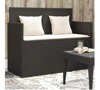 vidaXL Banc de jardin avec coussins, résine tressée – Noir