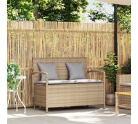 vidaXL Banc de jardin avec espace de rangement et coussins Beige Poly Rattan