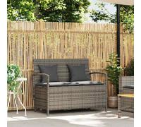 vidaXL Banc de Rangement de Jardin avec Coussin Gris résine tressée, Banc de Jardin, Banc de Jardin, Banc de Patio, Banc d'extérieur, Banc de Parc