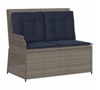 vidaXL Banc de jardin avec fonction allongée et coussin en rotin synthétique gris