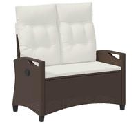 Vidaxl Banc De Jardin Avec Oreiller Marron Et Crème 105 X 60 X 112 Cm