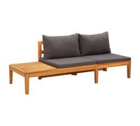 Vidaxl Banc De Jardin Avec Table Avec Coussins Gris Foncé Teck Solide Gris