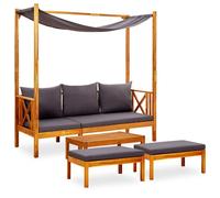 Banc de jardin avec table et repose-pieds, 85 x 57 x 29 cm, Brun, Bois d'acacia massif avec finition à l'huile