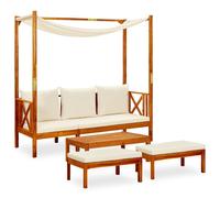 Bois d'Acacia Solide Banc de Jardin avec Auvent et Repose-pieds Patio vidaXL