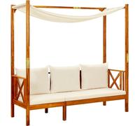 vidaXL Banc de jardin avec toit solaire et tabourets de pied en bois massif d'acacia