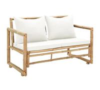 Canapé de jardin 2 places en bambou avec coussins - VIDAXL