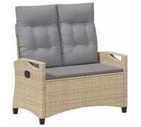 vidaXL Banc de jardin 105x60x112 – Rembourré, dossier réglable – Beige/Gris Clair