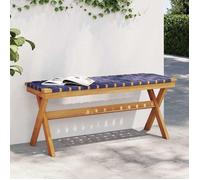 vidaXL Banc de jardin bleu foncé en bois massif d'acacia et tissu