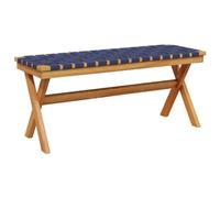 Vidaxl Banc De Jardin Bleu Foncé Bois Massif D'acacia Et Tissu