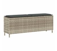 vidaXL Banc de Jardin Coussin Gris Clair 110x30x40,5 cm résine tressée, Banc d'extérieur, Banc de Patio, siège de Jardin, Banc de Parc