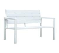 vidaXL Banc de jardin, de parc, de terrasse, de balcon, extérieur, jardin, balcon, extérieur, 120 cm, en polyéthylène haute densité, blanc, aspect bois