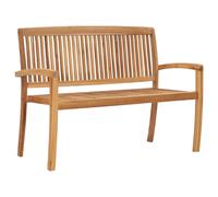 Banc de jardin empilable et coussin 128,5cm Bois de teck massif