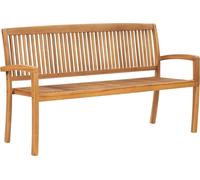 vidaXL Banc de jardin empilable et coussin 159 cm Bois de teck massif