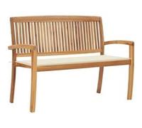 Banc de jardin empilable et coussin 128,5cm Bois de teck massif