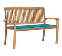 Bois de Teck Massif Banc de Jardin Empilable et Coussin 159 cm Terrasse vidaXL