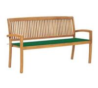vidaXL Banc de jardin empilable et coussin 159 cm Bois de teck massif