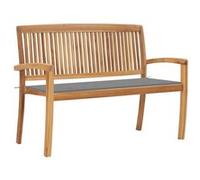Bois de Teck Massif Banc de Jardin Empilable et Coussin 159 cm Terrasse vidaXL