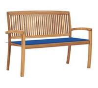 vidaXL Banc de Jardin Empilable et Coussin Meuble de Jardin Meuble d'Extérieur Banc de Patio Banc de Terrasse Parc 128,5 cm Bois de Teck Massif bois de teck G