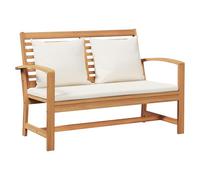 vidaXL Banc de Jardin en Teck Massif Naturel et crème 110 x 64 x 77 cm avec des Coussins aérés et Une Finition Lisse. Il Faut l'assembler avec Un Tournevis. Parfait pour Les patios ou balcons.