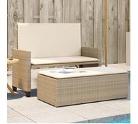 vidaXL Banc de jardin avec coussins et repose-pied, résine tressée beige