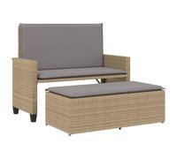 Vidaxl Banc De Jardin Et Coussins Et Repose-Pied Beige Résine Tressée