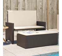 Vidaxl Banc De Jardin Et Coussins Et Repose-Pied Marron Résine Tressée