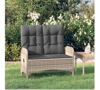 vidaXL Banc de jardin inclinable avec coussins 107 cm Poly rotin Gris 319893