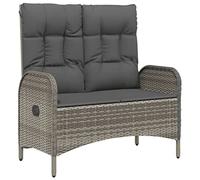 vidaXL Banc de Jardin inclinable avec Coussins 107 cm Poly rotin Gris