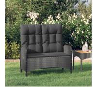 vidaXL Banc de jardin inclinable avec coussins 107 cm Poly rotin Noir 319894
