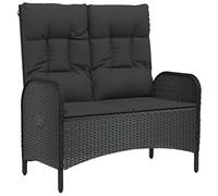 vidaXL Banc de Jardin inclinable avec Coussins 107 cm Poly rotin Noir, Meuble de Jardin, Meuble de Patio, Banc de Jardin, Meuble d'extérieur, siège