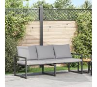 vidaXL Mobilier de Jardin avec Coussin Noir 180 x 72.5 x 71 cm Acier, Balcon, Rectangulaire, Moderne, Résistant, Accueille du Monde, Design Minimal, pour Détente en Plein Air, Vue Nature