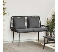 vidaXL Banc de jardin avec oreiller en polyrotin Noir/Anthracite 109x63x83 cm