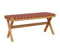 vidaXL Banc de Jardin Rouge Bois Massif d'acacia et Tissu, Banc d'extérieur, Banc de Parc, siège d'extérieur, siège de Jardin, Banc de Patio