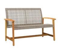 vidaXL - Banc de jardin 112 cm - Résine tressée grise & bois d'acacia - Avec dossier et accoudoirs