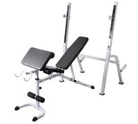 vidaXL Banc de musculation avec support, ensemble d'haltères longs et courts 60,5 kg