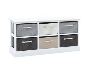 vidaXL Banc de Rangement 6 Tiroirs Bois Entrée Coffre de Stockage Banquette