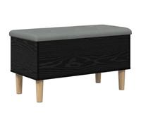 vidaXL Banc de Rangement avec Coussin Chêne Noir 82 x 42 x 46 cm